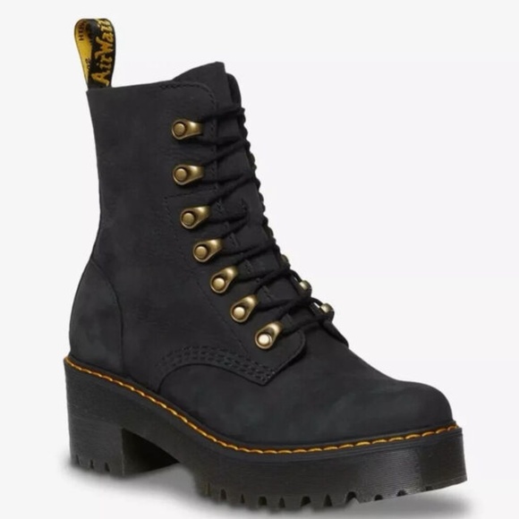 Dr. Martens Shoes - Dr. Martens Women's Leona Platform Quad Retro Black Milled Nubuck US 7 RARE!